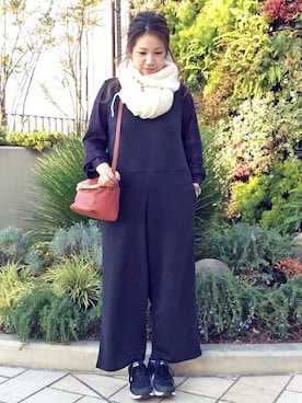 「LBC（エルビーシー）のアイテム（オールインワン・サロペット）」を使った、sayaさん（レディース・156cm）の冬コーディネート