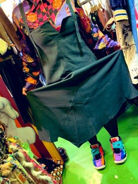 「既製品のアイテム（One piece dress、グリーン系）」を使った、ろーかんなさん（レディース・163cm）の秋コーディネート