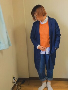 「archives（アルシーヴ）のアイテム（チェスターコート）」を使った、こぼちゃんさん（レディース・157cm）の春コーディネート