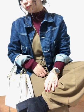 「Daniel Wellington（ダニエルウェリントン）の販売終了クラシックペティット アッシュフィールド32mm（アナログ腕時計）」を使った、shinoさん（レディース・149cm）の秋コーディネート