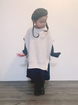 「CIAOPANIC TYPY（チャオパニックティピー）のアイテム（ハンチング/ベレー帽）」を使った、uka35さん（キッズ・110cm）の冬コーディネート