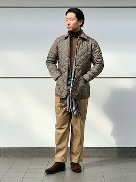 「CROCKETT&JONES（クロケットアンドジョーンズ）のアイテム（ブーツ）」を使った、YUYAさん（メンズ・173cm）の冬コーディネート