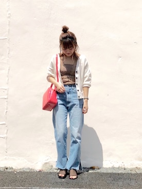 「Omekashi（オメカシ）のVレースフレンチプルオーバー（Tシャツ/カットソー）」を使った、kabataさん（レディース・149cm）の春コーディネート