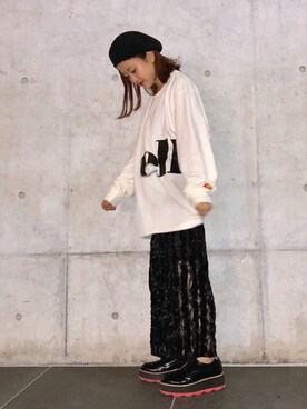 「ベロアスカート」｜「アイテム（その他シューズ）」を使った、kabataさん（レディース・149cm）の秋コーディネート