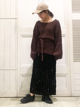 「ボリュームニット」｜「アイテム（ローファー）」を使った、kabataさん（レディース・149cm）の秋コーディネート