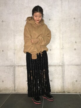 「ベロアスカート」｜「アイテム（その他シューズ）」を使った、kabataさん（レディース・149cm）の秋コーディネート