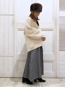 「Casselini（キャセリーニ）のアイテム（ハンチング/ベレー帽）」を使った、kabataさん（レディース・149cm）の秋コーディネート