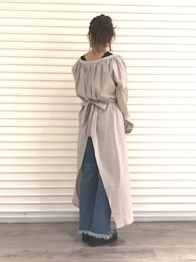 「フリンジデニム」｜「アイテム（ワンピース/ドレス）」を使った、kabataさん（レディース・149cm）の春コーディネート