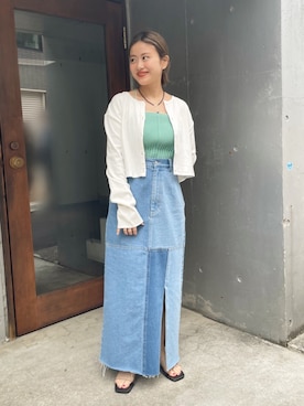 「mystic（ミスティック）のアイテム（デニムスカート）」を使った、kabataさん（レディース・149cm）の春コーディネート