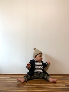 「9ヶ月」｜「アイテム（ニットキャップ/ビーニー）」を使った、woooさん（キッズ・70cm）の春コーディネート