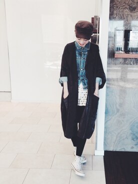 「plage（プラージュ）のアイテム（その他アウター、ブラウン系）」を使った、下島麻子さん（レディース・159cm）の冬コーディネート