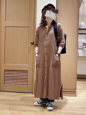 「Samansa Mos2 blue（サマンサモスモスブルー）のアイテム（キャスケット）」を使った、ちば𓍯さん（レディース・151cm）の春コーディネート