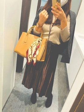 「秋のカフェオレコーデ」｜「アイテム（財布/小物）」を使った、たむんさん（レディース・156cm）の秋コーディネート