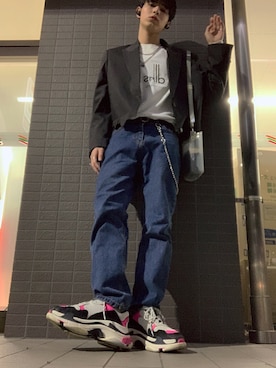 「ADER error（アーダーエラー）のアイテム（テーラードジャケット）」を使った、ryutoさん（メンズ・180cm）の春コーディネート