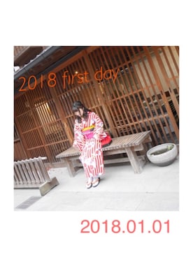 「新年一発目」｜「アイテム（浴衣）」を使った、ゆうきさん（レディース・149cm）の冬コーディネート