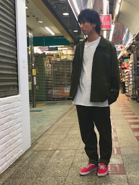 「アキコーデ」｜「アイテム（ブルゾン）」を使った、GRAND GLOBAL上野店さん（メンズ・170cm）の秋コーディネート