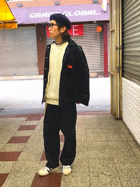 「UNIVERSAL OVERALL（ユニバーサルオーバーオール）のアイテム（その他）」を使った、GRAND GLOBAL上野店さん（メンズ・170cm）の秋コーディネート