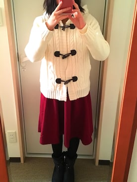 「Honeys（ハニーズ）のアイテム（ダッフルコート）」を使った、まる子さん（レディース・153cm）の冬コーディネート