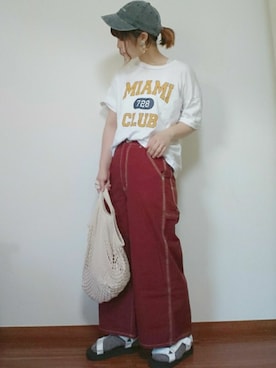 「ペインターパンツ」｜「アイテム（ラッピングキット）」を使った、yuu ！さん（レディース・158cm）の夏コーディネート