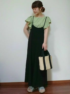 「SLOBE IENA（スローブイエナ）のアイテム（かごバッグ）」を使った、yuu ！さん（レディース・158cm）の夏コーディネート