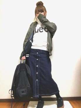 「URBAN RESEARCH（アーバンリサーチ）のアイテム（MA-1）」を使った、chimuさん（レディース・158cm）の春コーディネート