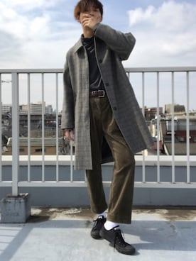 「メッシュベルト」｜「アイテム（チェスターコート）」を使った、れんさん（メンズ・179cm）の冬コーディネート