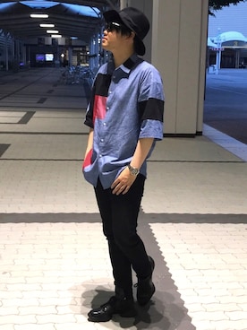 「RickOwens×adidas」｜「アイテム（帽子）」を使った、ますたーさん（メンズ・180cm）の春コーディネート