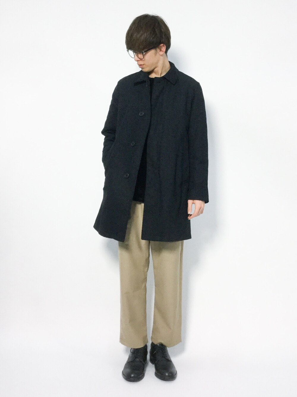 「ステンカラーコート、HARE、ワイドパンツ、もこもこ、united arrows、きれいめカジュアル、RAGEBLUE、BEAUTY&YOUTH UNITED ARROWS、BEAUTY & YOUTH、ファープルオーバー」｜「BEAUTY&YOUTH UNITED ARROWSの【店舗限定】 by テックツイード 3WAY ステンカラーコート（ステンカラーコート、ブルー系）」を使った、hiroさん（メンズ・174cm）の冬コーディネートの1枚目の写真