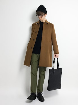 「menswear」｜「アイテム（ステンカラーコート）」を使った、hiroさん（メンズ・174cm）の冬コーディネート