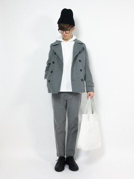 「jiggys shop（ジギーズショップ）のアイテム（ピーコート）」を使った、hiroさん（メンズ・174cm）の冬コーディネート