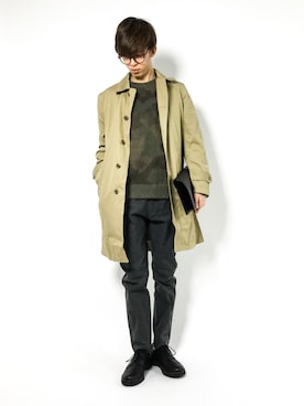 「menswear」｜「アイテム（ステンカラーコート）」を使った、hiroさん（メンズ・174cm）の冬コーディネート
