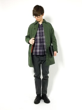 「menswear」｜「アイテム（ステンカラーコート）」を使った、hiroさん（メンズ・174cm）の冬コーディネート