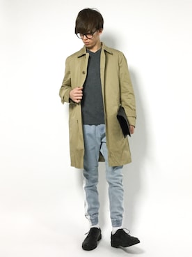 「menswear」｜「アイテム（ステンカラーコート）」を使った、hiroさん（メンズ・174cm）の冬コーディネート
