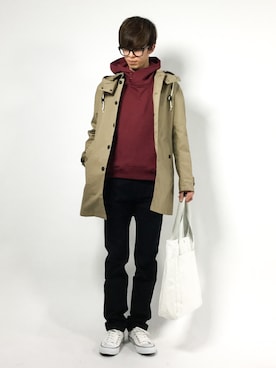 「menswear」｜「アイテム（ステンカラーコート）」を使った、hiroさん（メンズ・174cm）の冬コーディネート