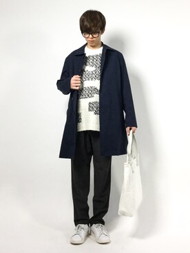 「menswear」｜「アイテム（ステンカラーコート）」を使った、hiroさん（メンズ・174cm）の冬コーディネート