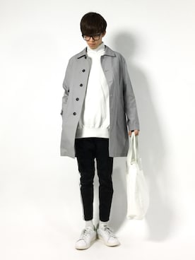 「menswear」｜「アイテム（ステンカラーコート）」を使った、hiroさん（メンズ・174cm）の冬コーディネート