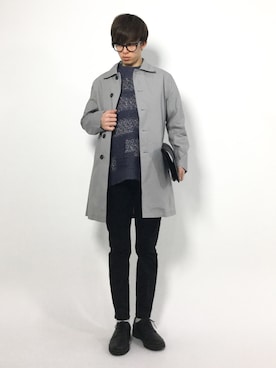 「menswear」｜「アイテム（ステンカラーコート）」を使った、hiroさん（メンズ・174cm）の冬コーディネート