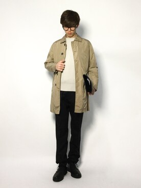 「menswear」｜「アイテム（ステンカラーコート）」を使った、hiroさん（メンズ・174cm）の冬コーディネート