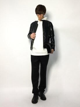 「JOURNAL STANDARD relume（ジャーナルスタンダード　レリューム）のアイテム（ライダースジャケット）」を使った、hiroさん（メンズ・174cm）の冬コーディネート