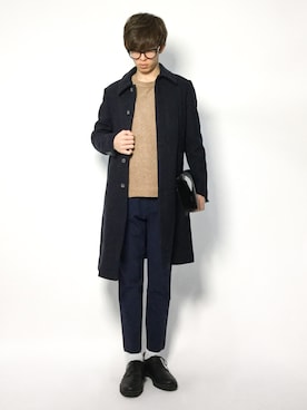 「menswear」｜「アイテム（ステンカラーコート）」を使った、hiroさん（メンズ・174cm）の冬コーディネート