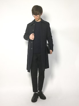 「spring」｜「アイテム（ステンカラーコート）」を使った、hiroさん（メンズ・174cm）の冬コーディネート