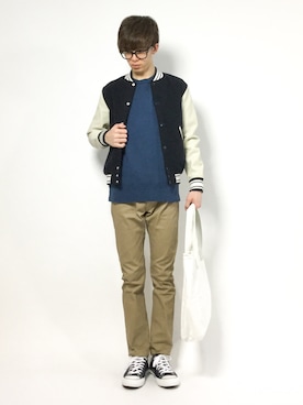 「JOURNAL STANDARD（ジャーナルスタンダード）のアイテム（スタジャン）」を使った、hiroさん（メンズ・174cm）の冬コーディネート