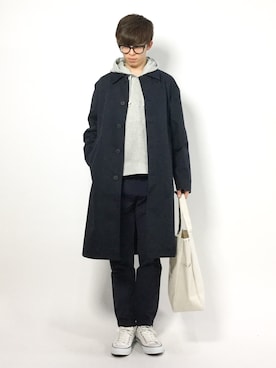 「menswear」｜「アイテム（ステンカラーコート）」を使った、hiroさん（メンズ・174cm）の春コーディネート