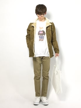 「L.H.P（エルエイチピー）のアイテム（ムートンコート）」を使った、hiroさん（メンズ・174cm）の春コーディネート