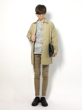 「menswear」｜「アイテム（ステンカラーコート）」を使った、hiroさん（メンズ・174cm）の春コーディネート