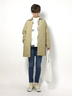 「menswear」｜「アイテム（ステンカラーコート）」を使った、hiroさん（メンズ・174cm）の春コーディネート