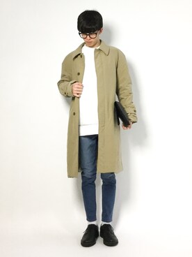 「menswear」｜「アイテム（ステンカラーコート）」を使った、hiroさん（メンズ・174cm）の春コーディネート