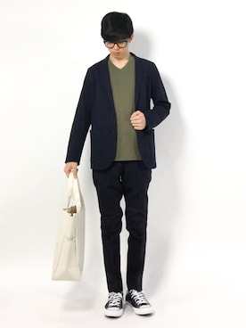 「カーキシャツ」｜「アイテム（ジャケット/アウター）」を使った、hiroさん（メンズ・174cm）の春コーディネート