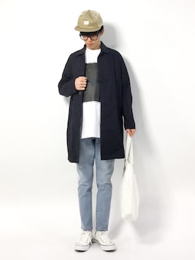 「JOURNAL STANDARD relume（ジャーナルスタンダード　レリューム）のアイテム（ステンカラーコート）」を使った、hiroさん（メンズ・174cm）の春コーディネート