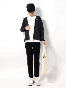 「ワークキャップ」｜「アイテム（マウンテンパーカー）」を使った、hiroさん（メンズ・174cm）の春コーディネート